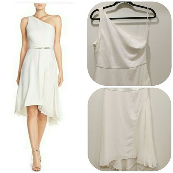 Halston Heritage Dresses & Skirts - One Shoulder Asymmetric Dress Eggshell